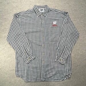Lee Sport Flannel Shirt Mens Large Black White Wisconsin Badgers Plaid